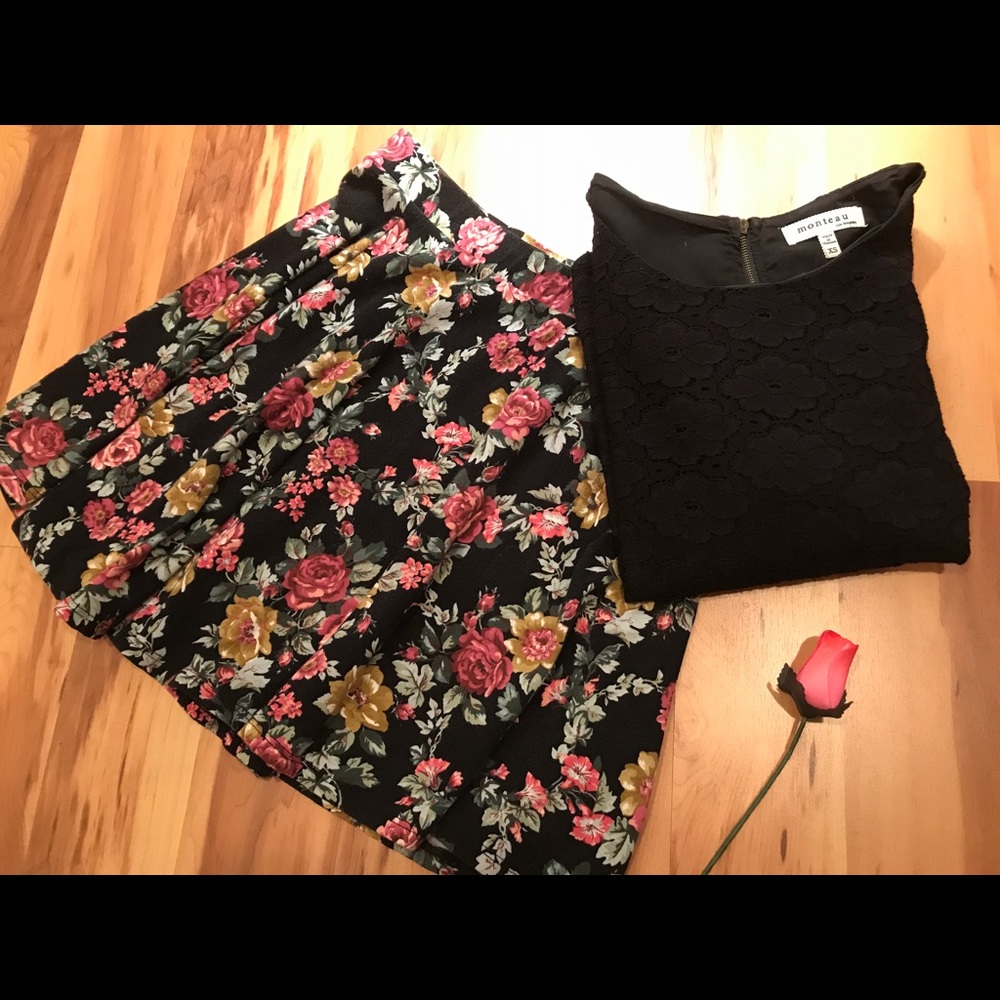 MONTEAU Lace Black Fancy Tee